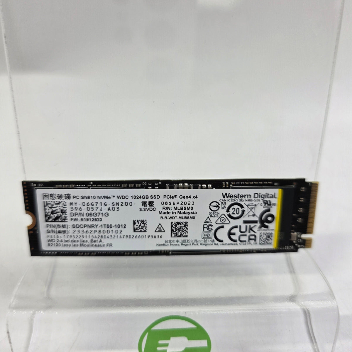 Western Digital WD 2280mm SN810 1TB M.2 NVMe Gen 4.0 x 4 SSD MY-06G71G-SN200