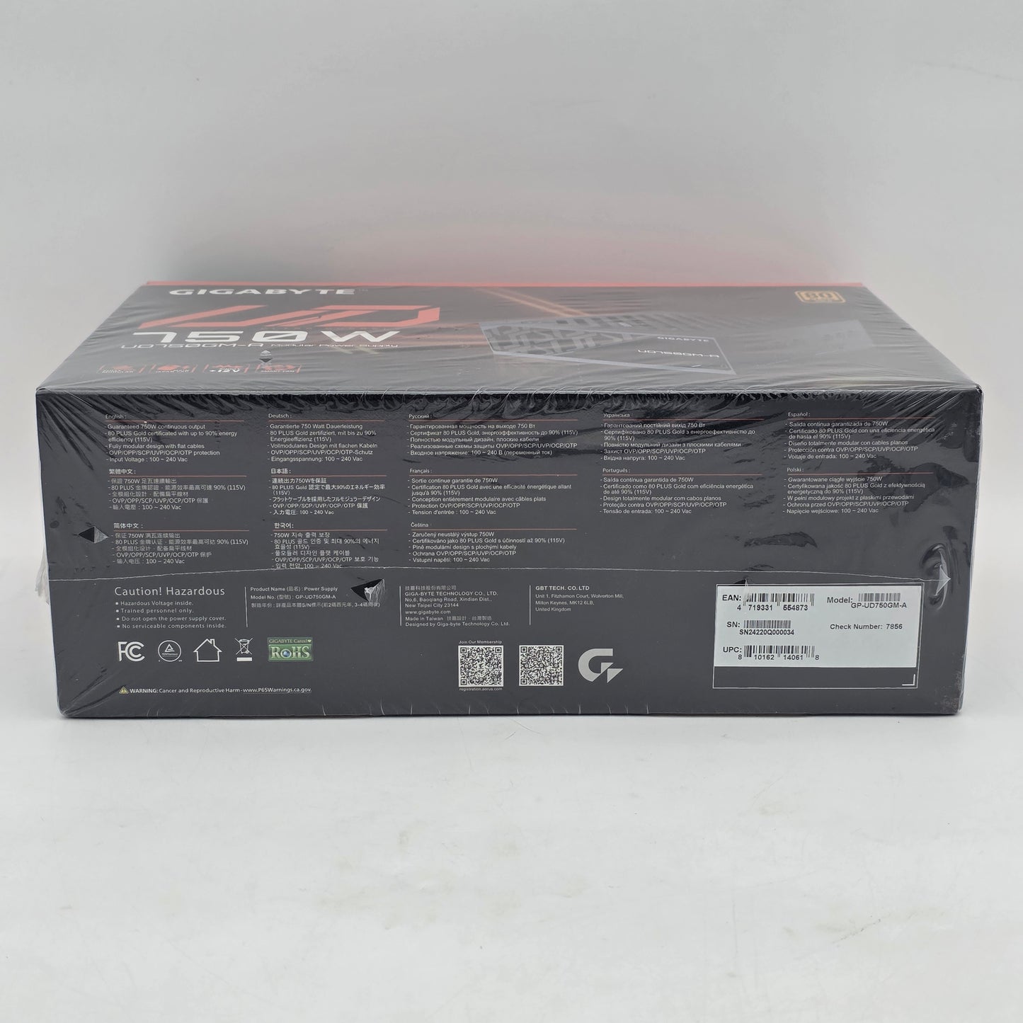 New GIGABYTE Ultra Durable UD750GM-A 80 Plus Gold 750W Modular Power Supply