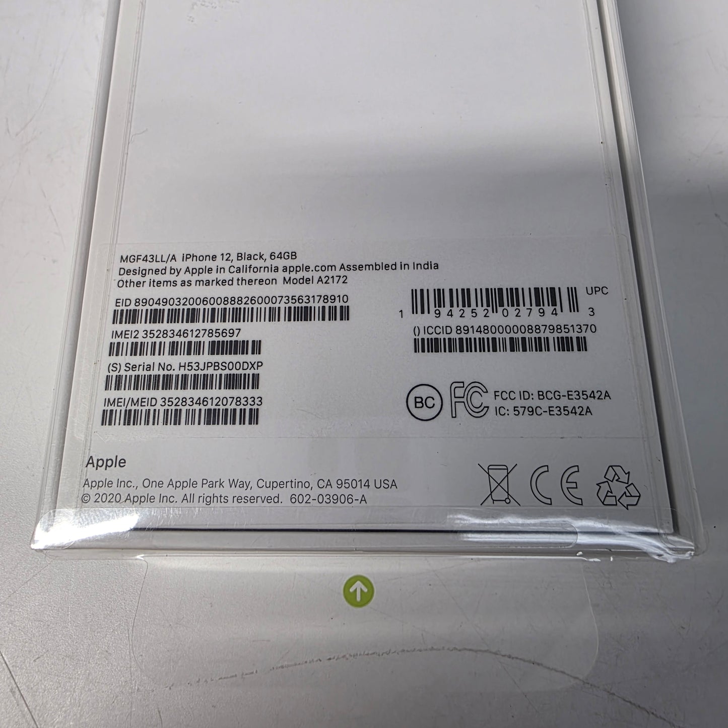 New Unlocked Apple iPhone 12 64GB Black MGF43LL/A