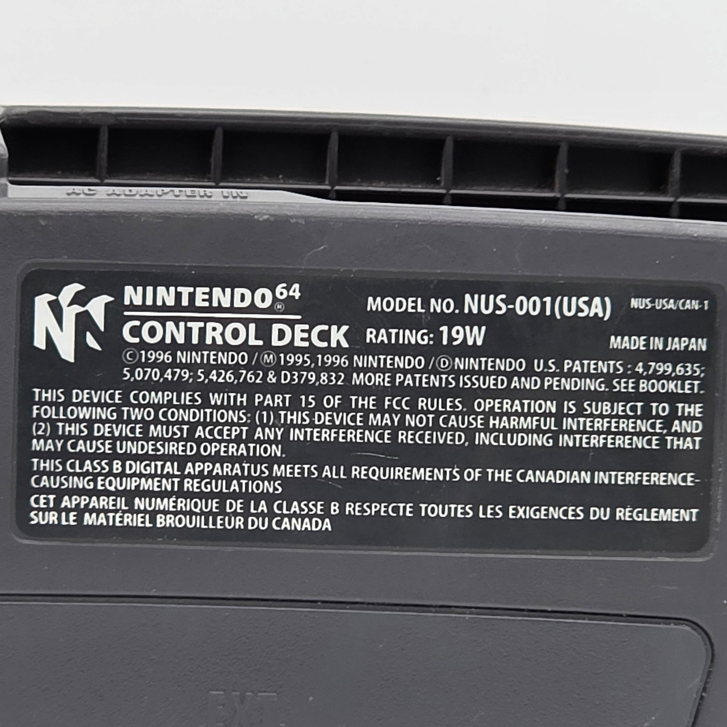 Nintendo 64 N64 Video Game Console NUS-001 Gray With Expansion Pack