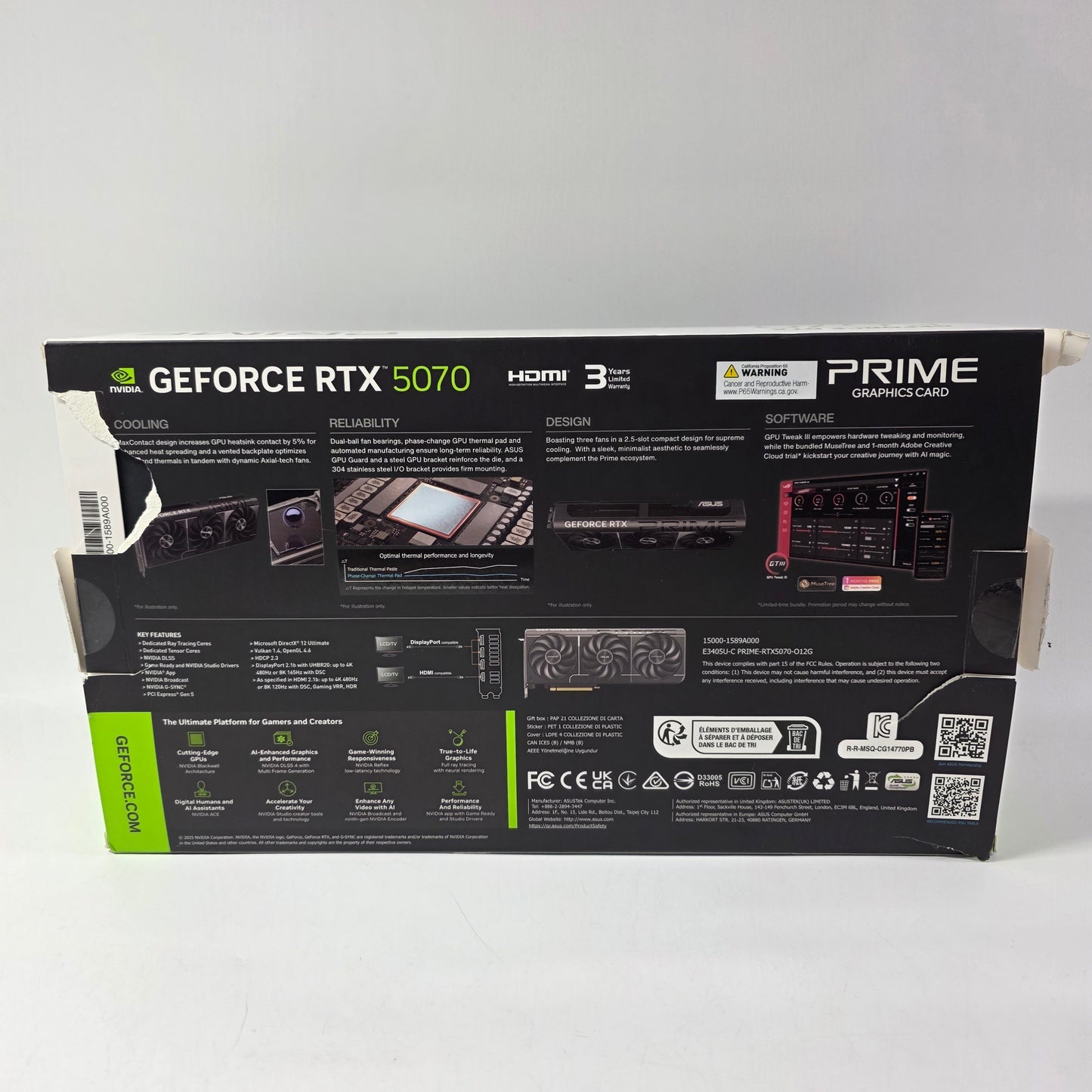 Asus GeForce RTX 5070 OC 12GB GDDR7 Graphics Card PRIME-RTX5070-012G