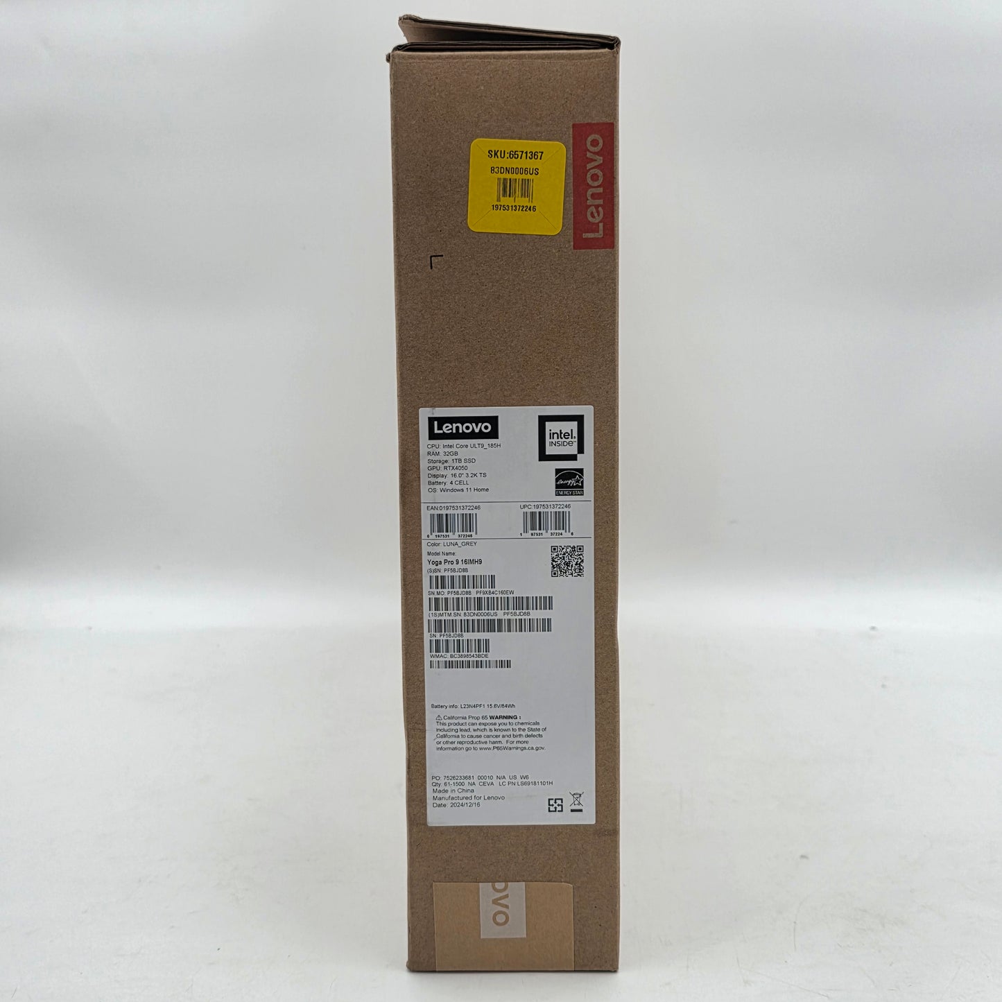 Lenovo Yoga Pro 9i 16" Core Ultra 9 185H 2.3GHz 32GB RAM 1TB SSD RTX 4050