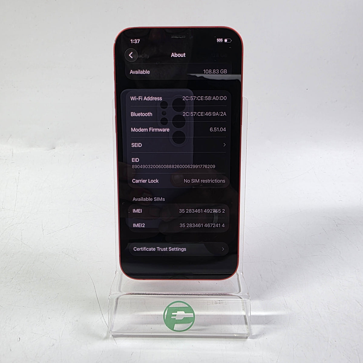 Unlocked Apple iPhone 12 128GB 26.6 Product Red NGFC3LL/A