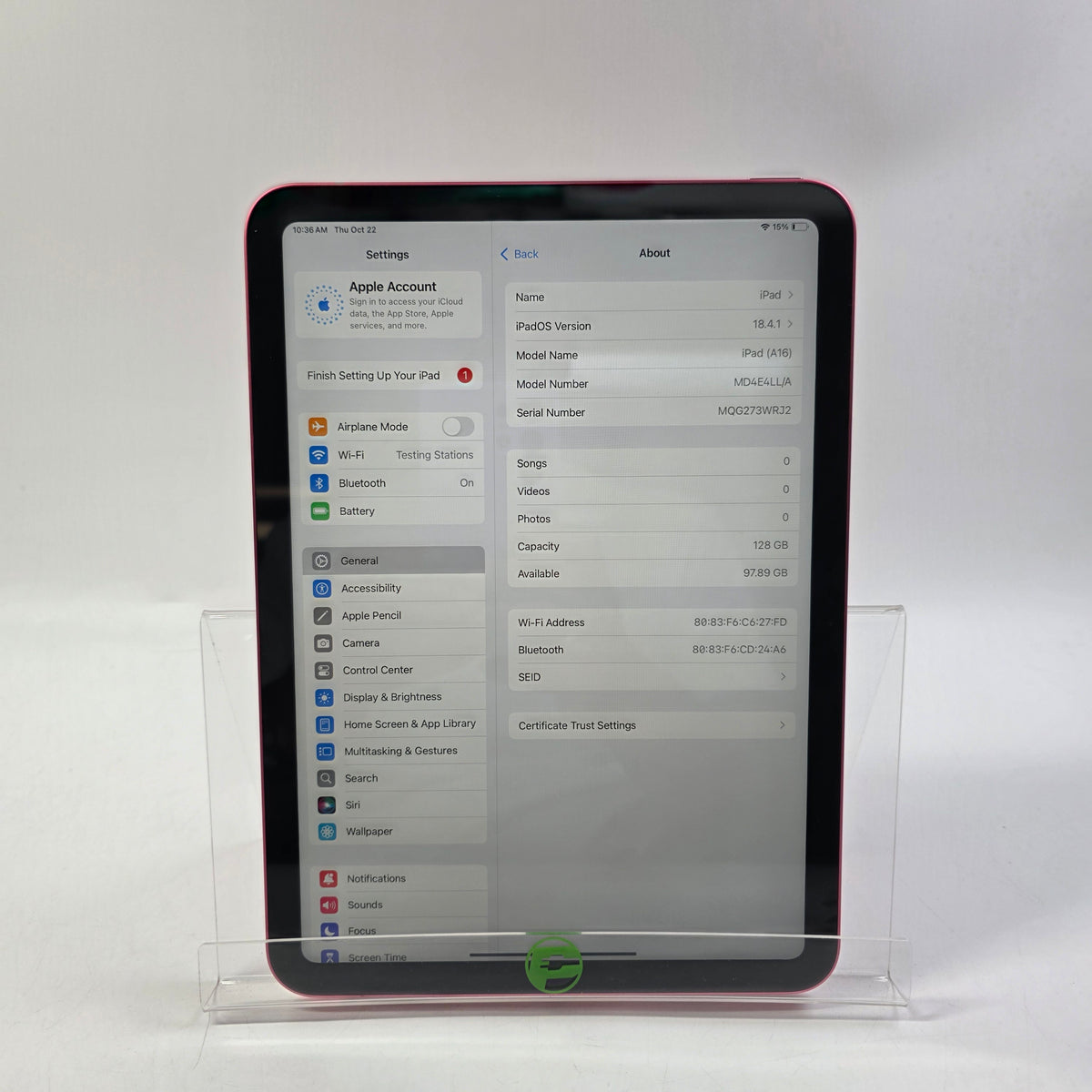 WiFi Only Apple iPad 11" (A16) 128GB Pink MD4E4LL/A