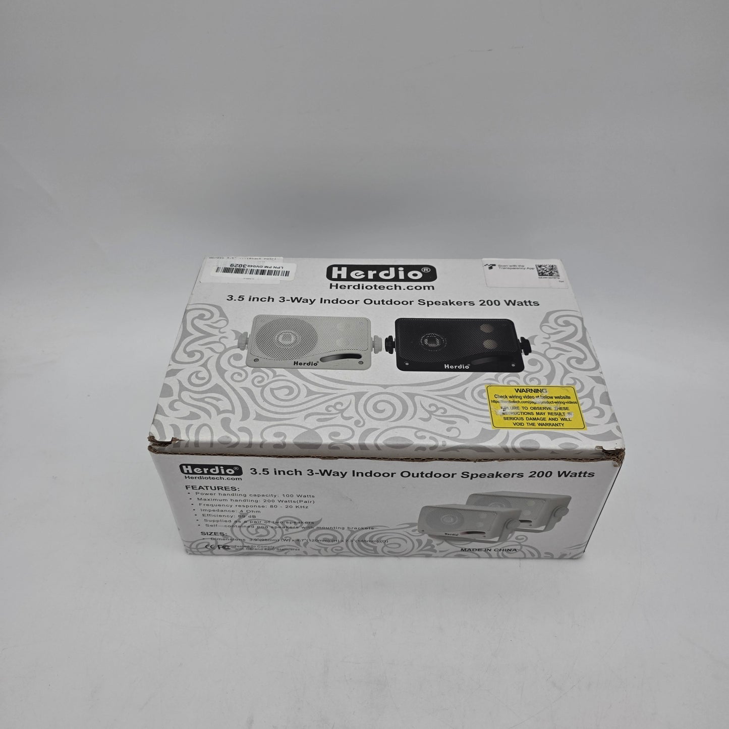 Herdio 3.5" 3-Way Indoor Outdoor Speakers 3-Way 200 Watts Black HOS-301