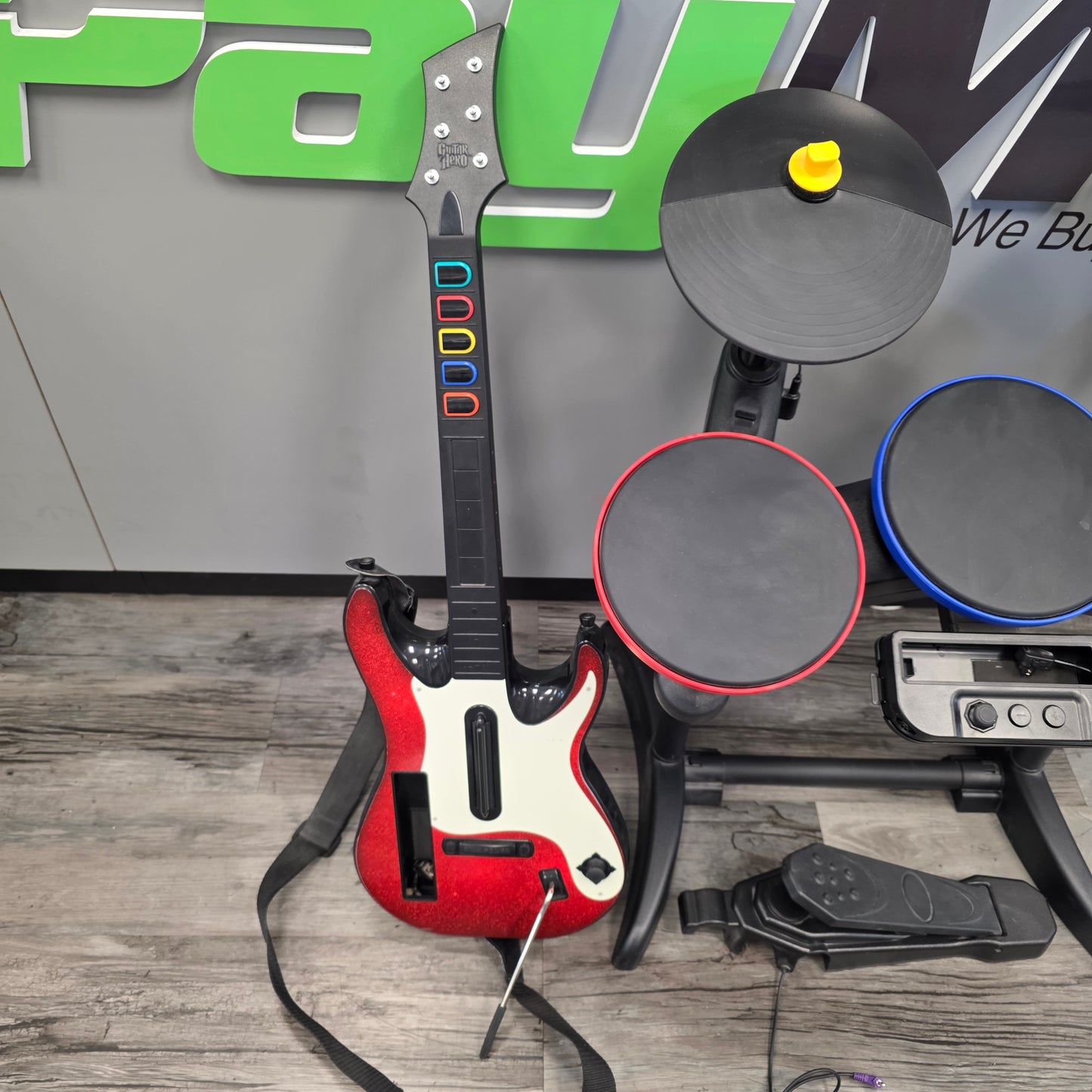 Nintendo Guitar Hero Guitar and Drum Pad Controller Black