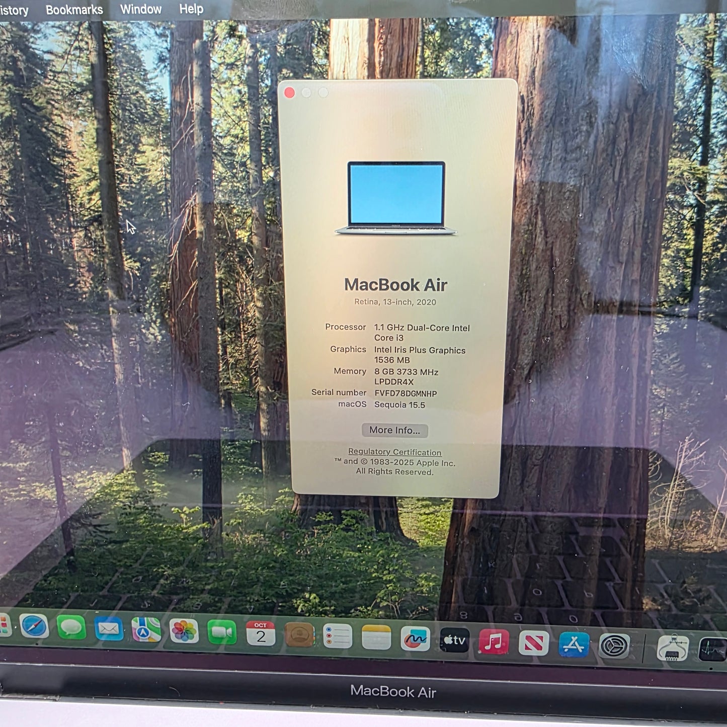2020 Apple MacBook Air 13.3" i3 1.1GHz 8GB RAM 256GB SSD Space gray A2179