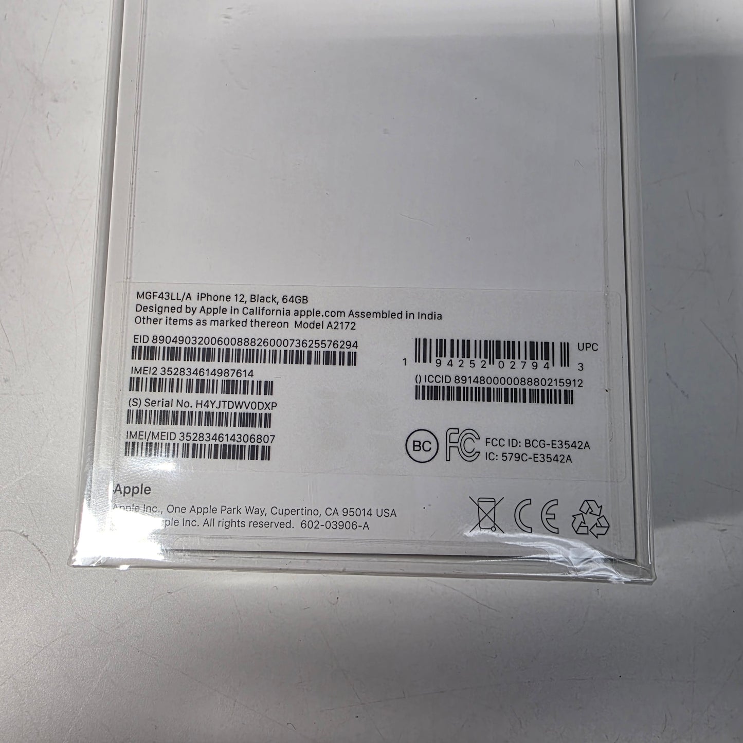 New Unlocked Apple iPhone 12 64GB Black MGF43LL/A