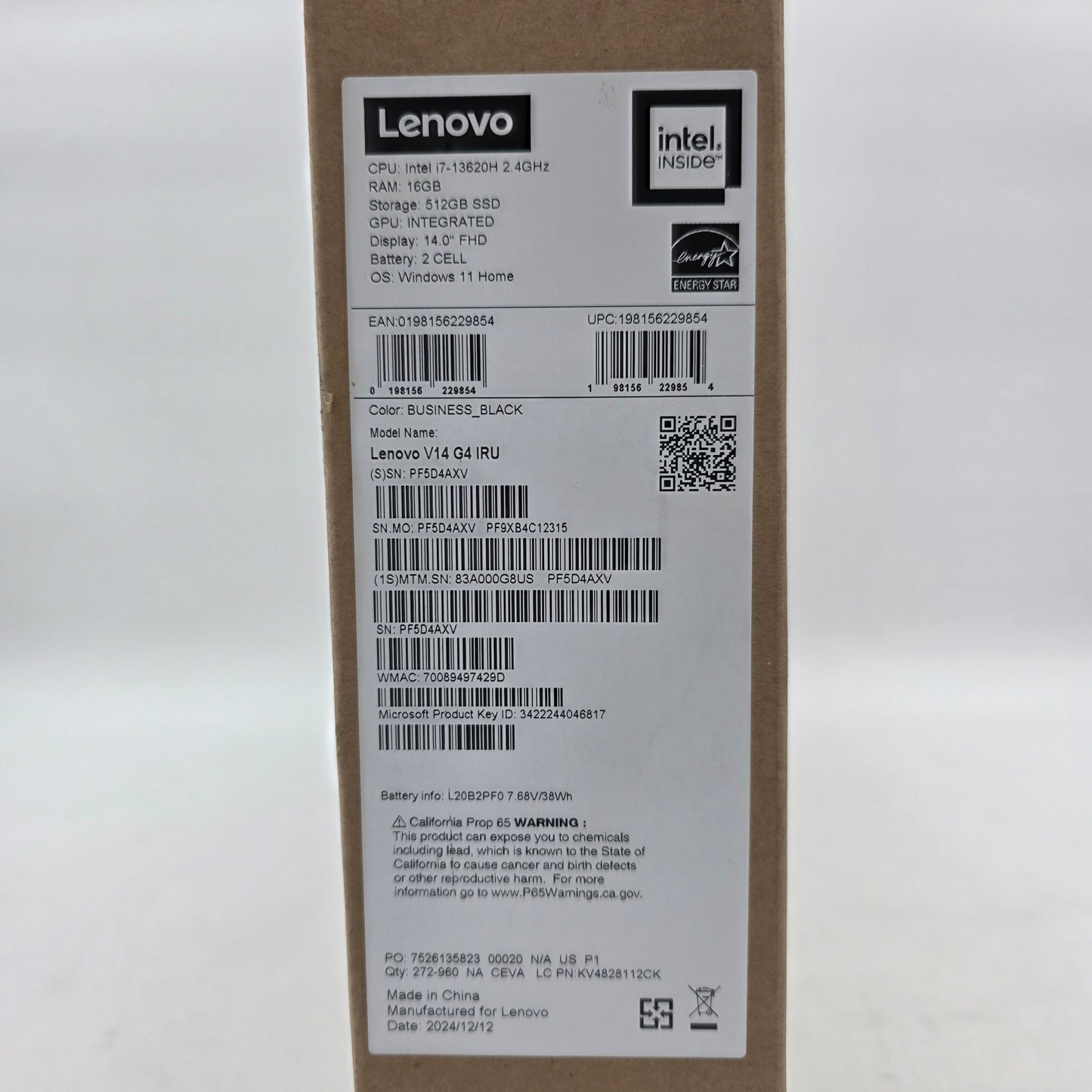 Lenovo V14 G4 IRU 14" i7-13620H 2.4GHz 16GB RAM 512GB SSD