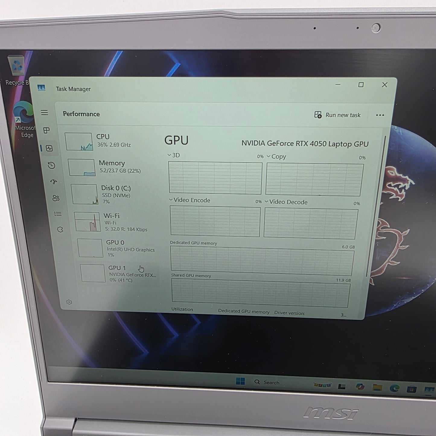 MSI Thin 15 B13VE 15.6" i5-13420H 2.1GHz 24GB RAM 512GB SSD GeForce RTX 4050