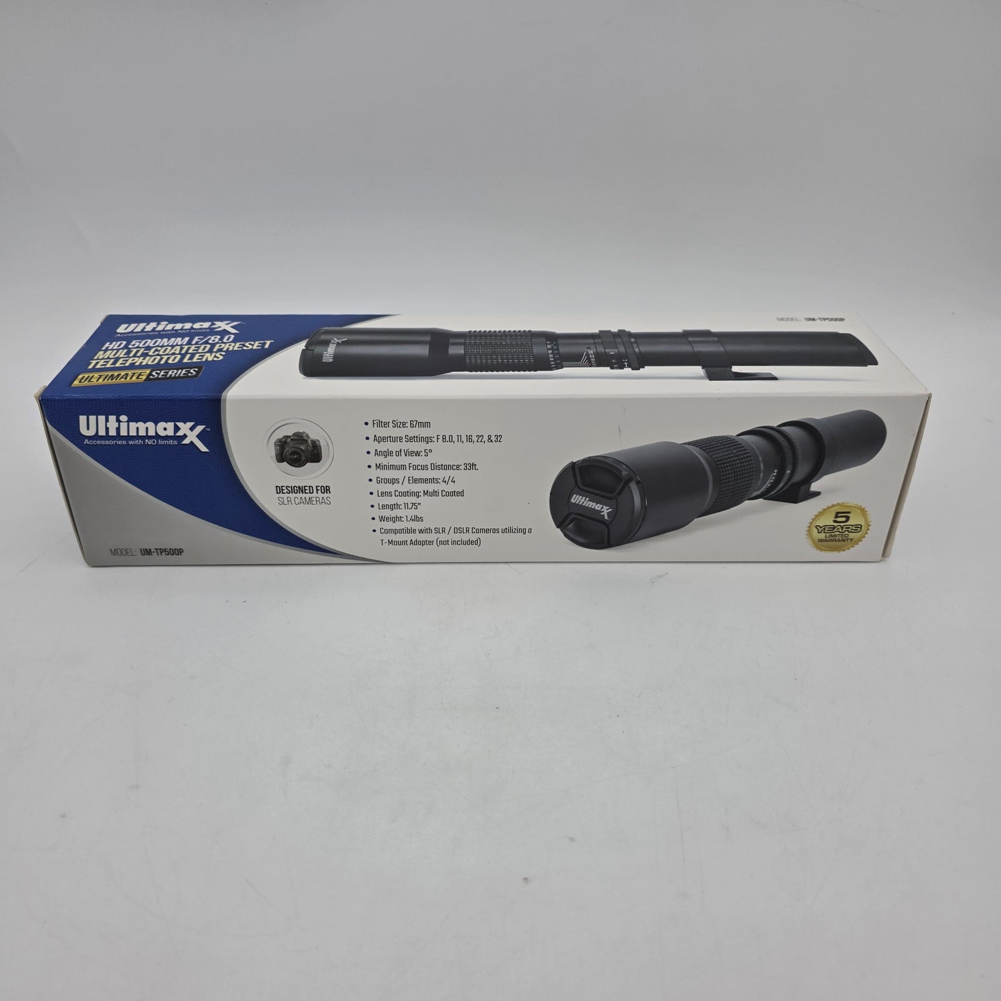 New Ultimaxx HD 500mm f/8.0  Multi-Coated Preset Telephoto Lens UM-TP500P