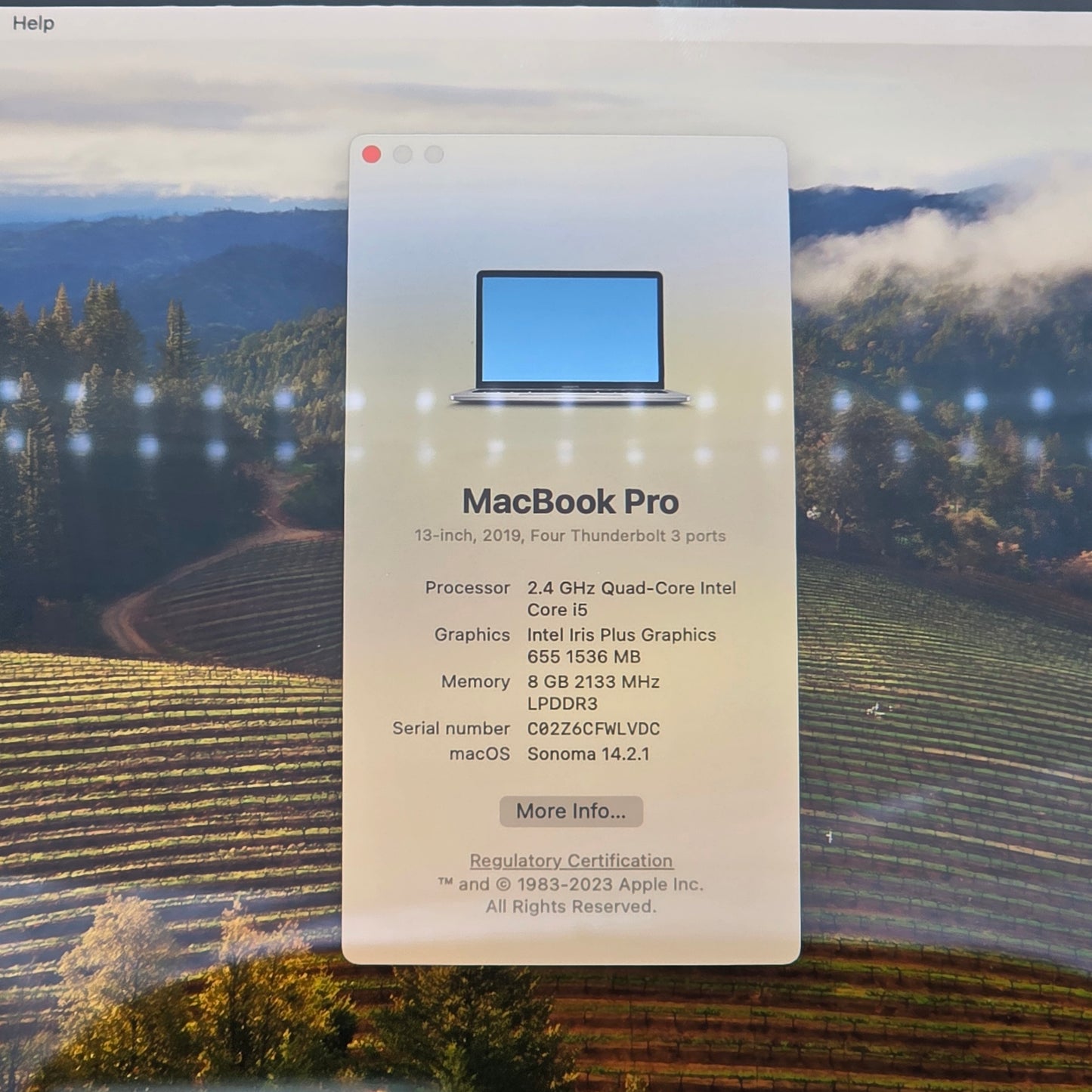 2018 Apple MacBook Pro 13.3" i5 1.7GHz 8GB RAM 256GB SSD Silver A1989
