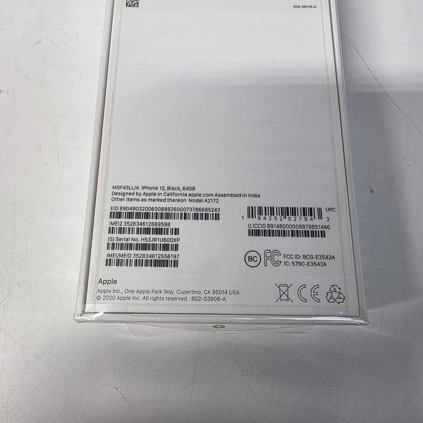 New Unlocked Apple iPhone 12 64GB Black MGF43LL/A