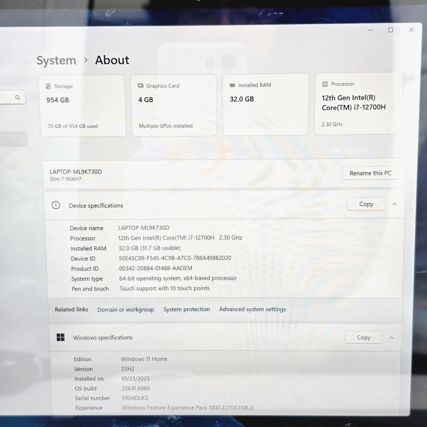 Lenovo IdeaPad SLIM 7 16IAH7 16" i7-12700H 32GB RAM 1TB SSD Intel Arc A370M