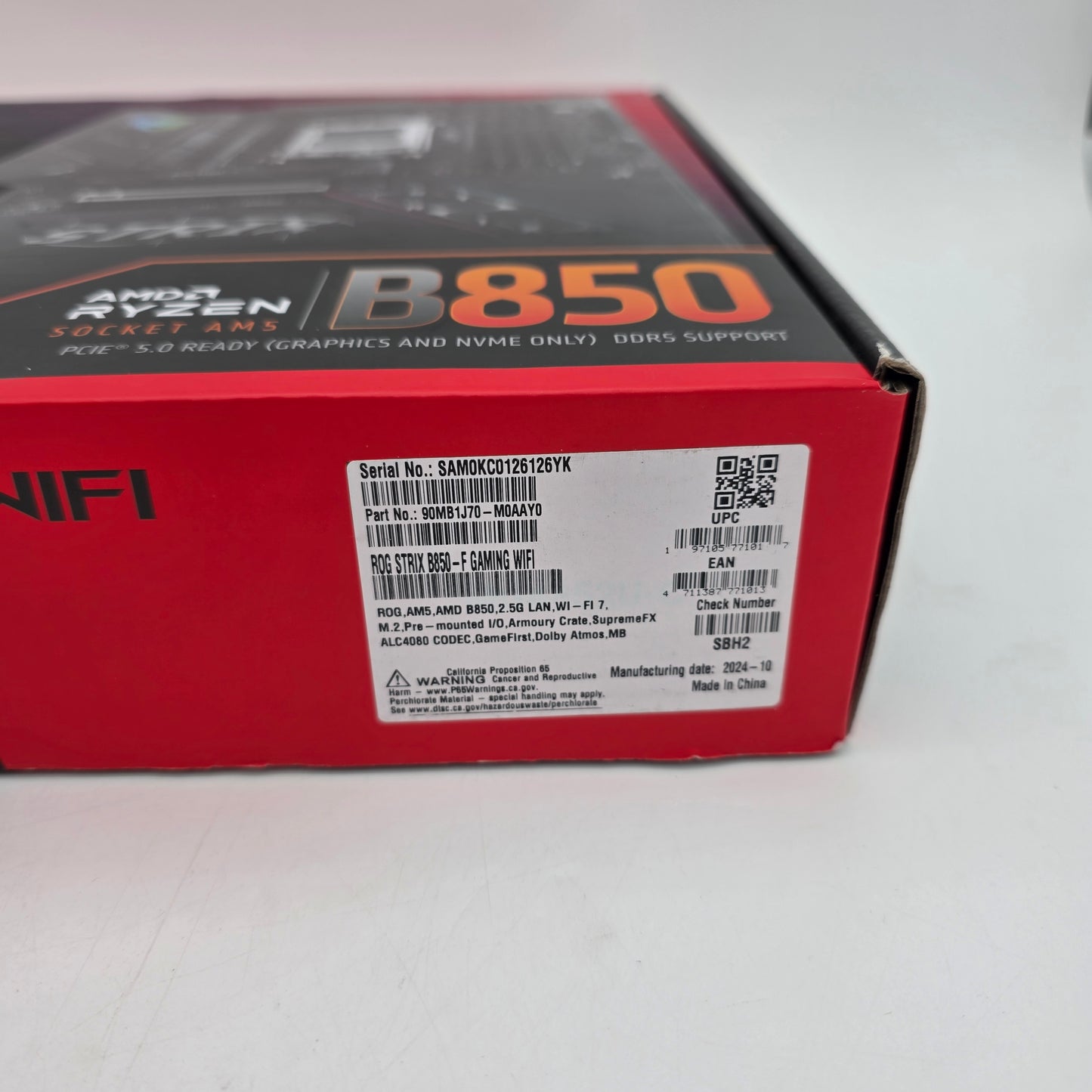 New Asus ROG Strix B850-F Gaming Wifi AM5 ATX