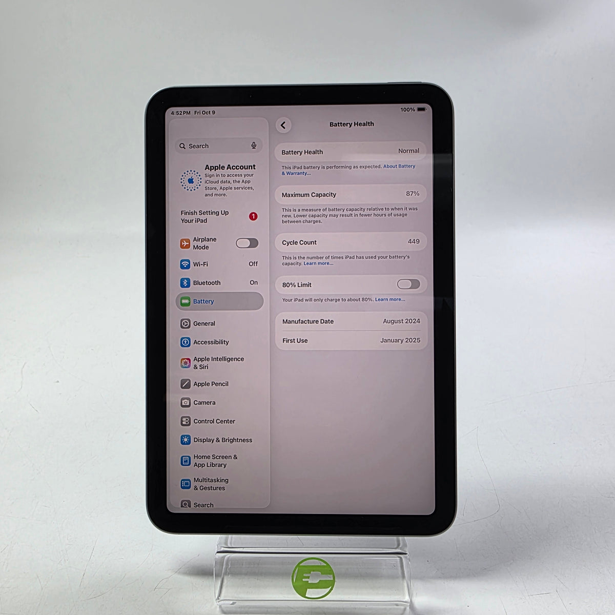 WiFi Only Apple iPad Mini (A17 Pro) 128GB Space Gray MXN63CL/A