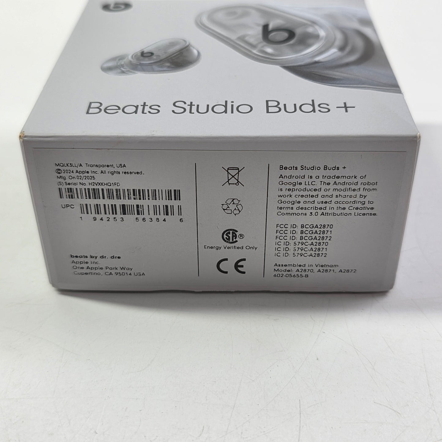 Beats Studio Buds+ Wireless In-Ear Bluetooth Headphones Transparent MQLK3LL/A