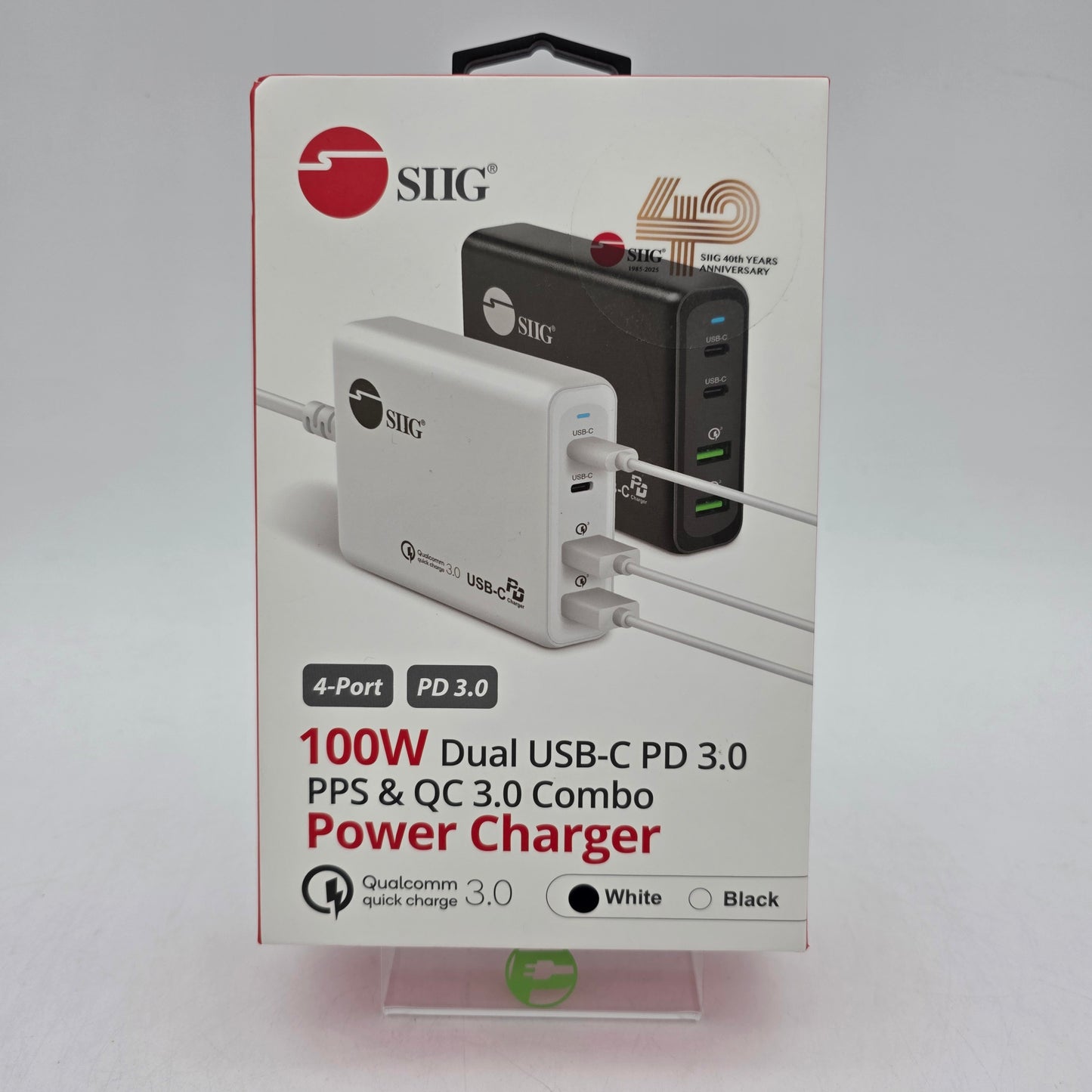 New Siig 100W Power Charger 4 PORT Dual USB-C PD 3.0 PPS & QC 3.0 COMBO