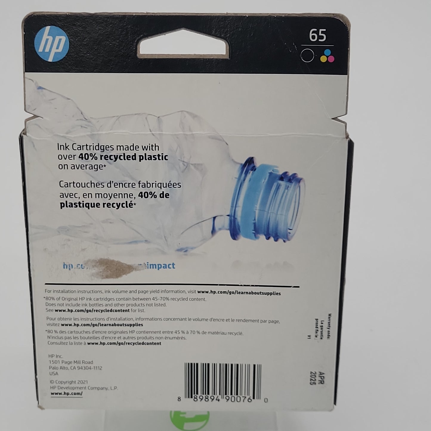 New HP 65 T0A36AN Black/Tri-color  Ink Cartridge