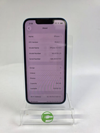 Factory Unlocked Apple iPhone 13 Mini 128GB Blue MLAD3LL/A