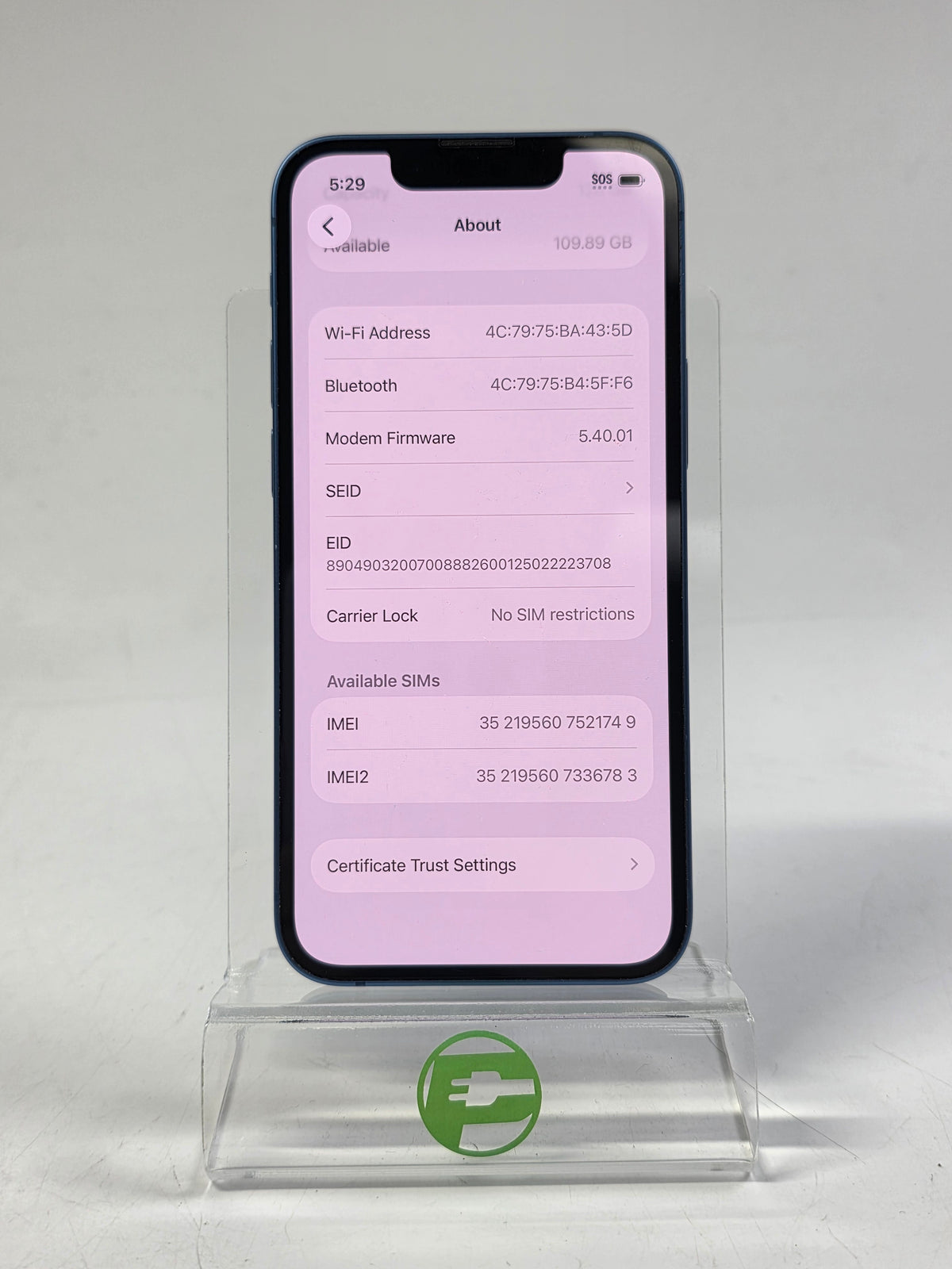 Factory Unlocked Apple iPhone 13 Mini 128GB Blue MLAD3LL/A