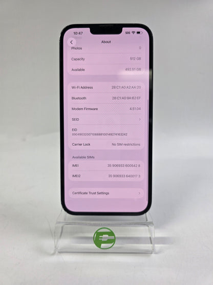Unlocked Apple iPhone 14 Plus 512GB 26.6 Midnight MQ433LL/A