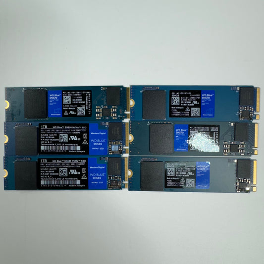 Lot of 6 Western Digital M.2 SSD Drives Various Capacities