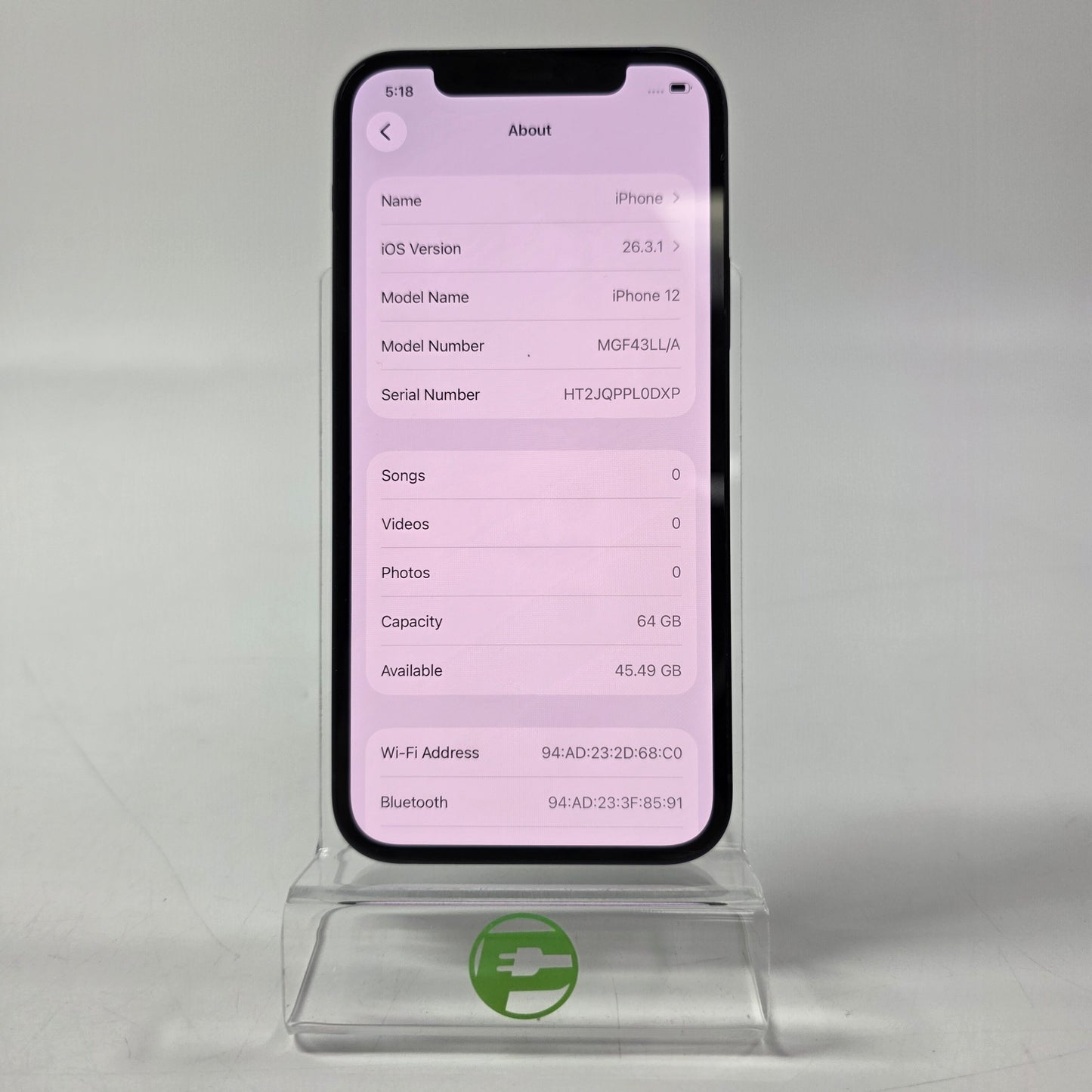 Factory Unlocked Apple iPhone 12 64GB Midnight MGF43LL/A