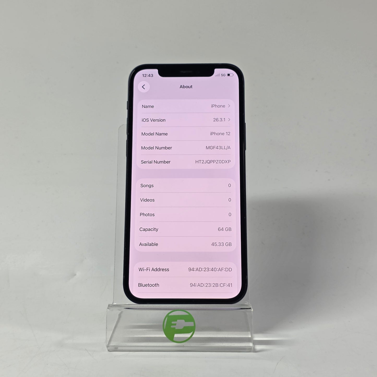 Factory Unlocked Apple iPhone 12 64GB Midnight MGF43LL/A