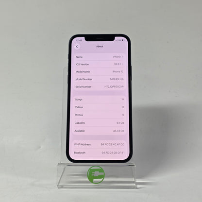 Factory Unlocked Apple iPhone 12 64GB Midnight MGF43LL/A