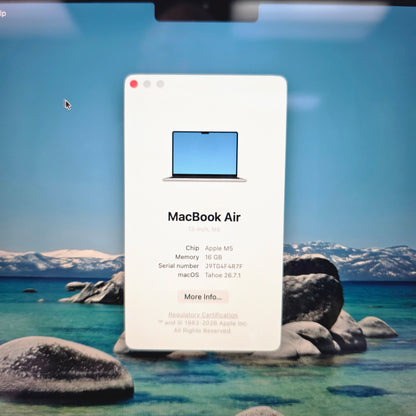 2025 Apple MacBook Air 13" M5 8C GPU 4.6GHz 16GB RAM 512GB SSD A3449
