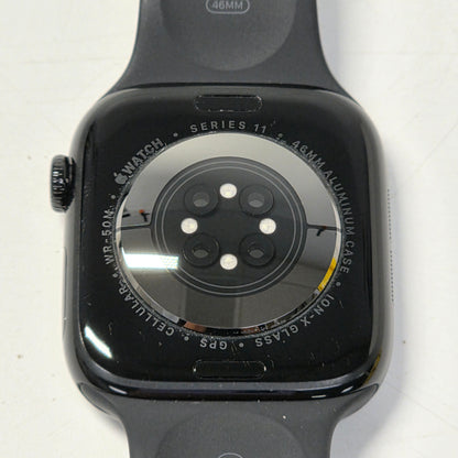 GPS Only Apple Watch Series 11 46MM Jet Black Aluminum Sport Band MFC44LW/A