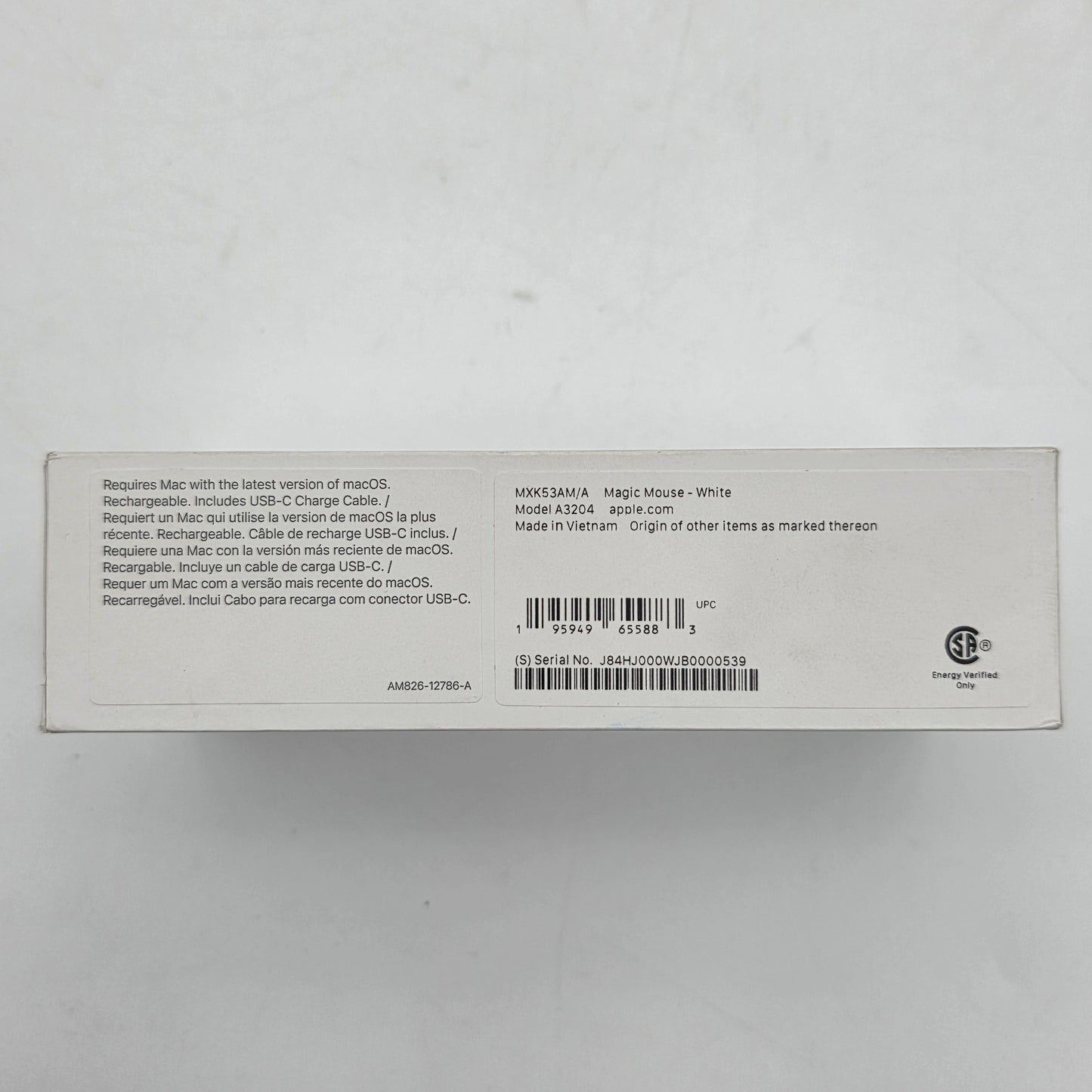 New Apple Magic Mouse (USB-C) A3204 White