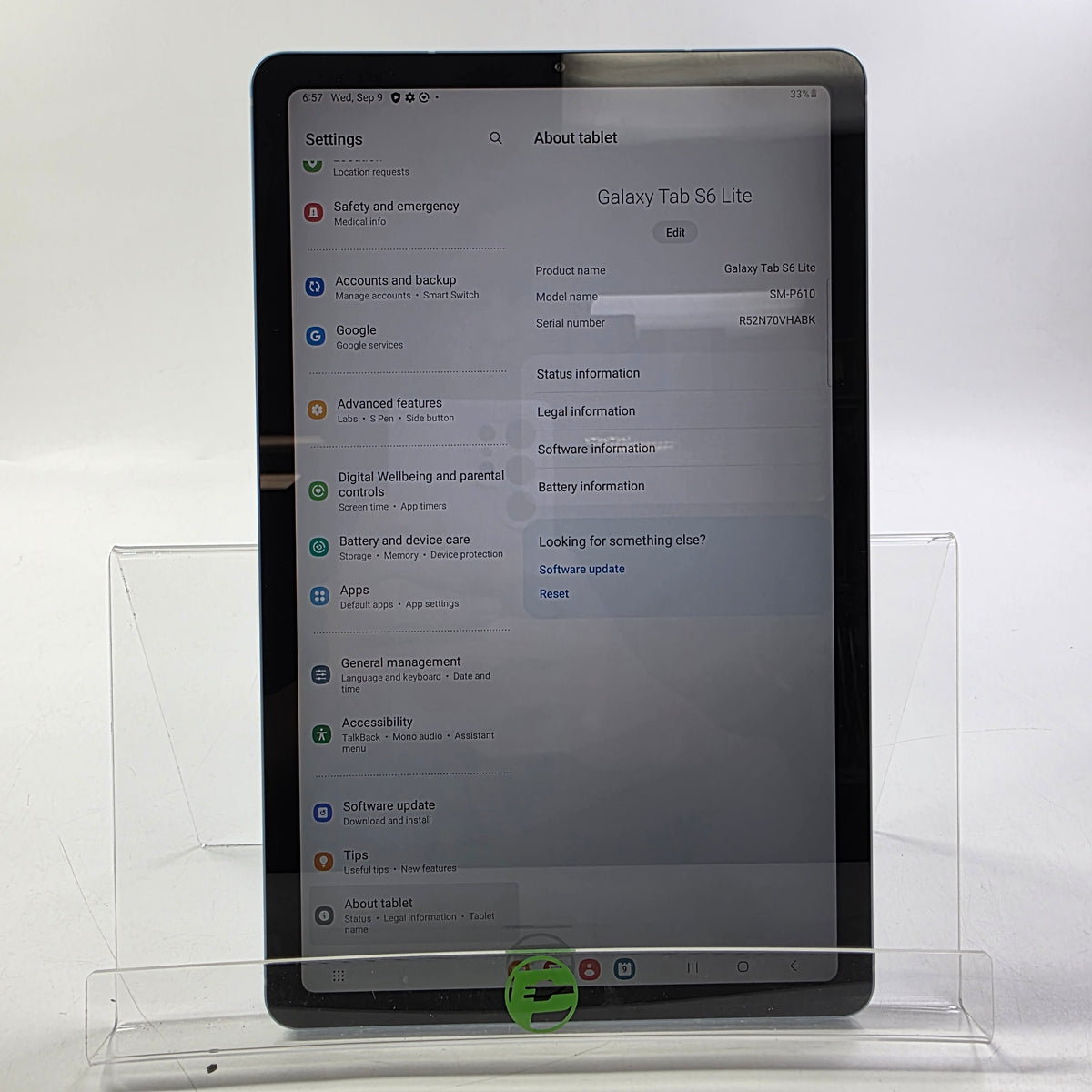 WiFi Only sam Galaxy Tab S6 Lite 10.4" 64GB Black SM-P610