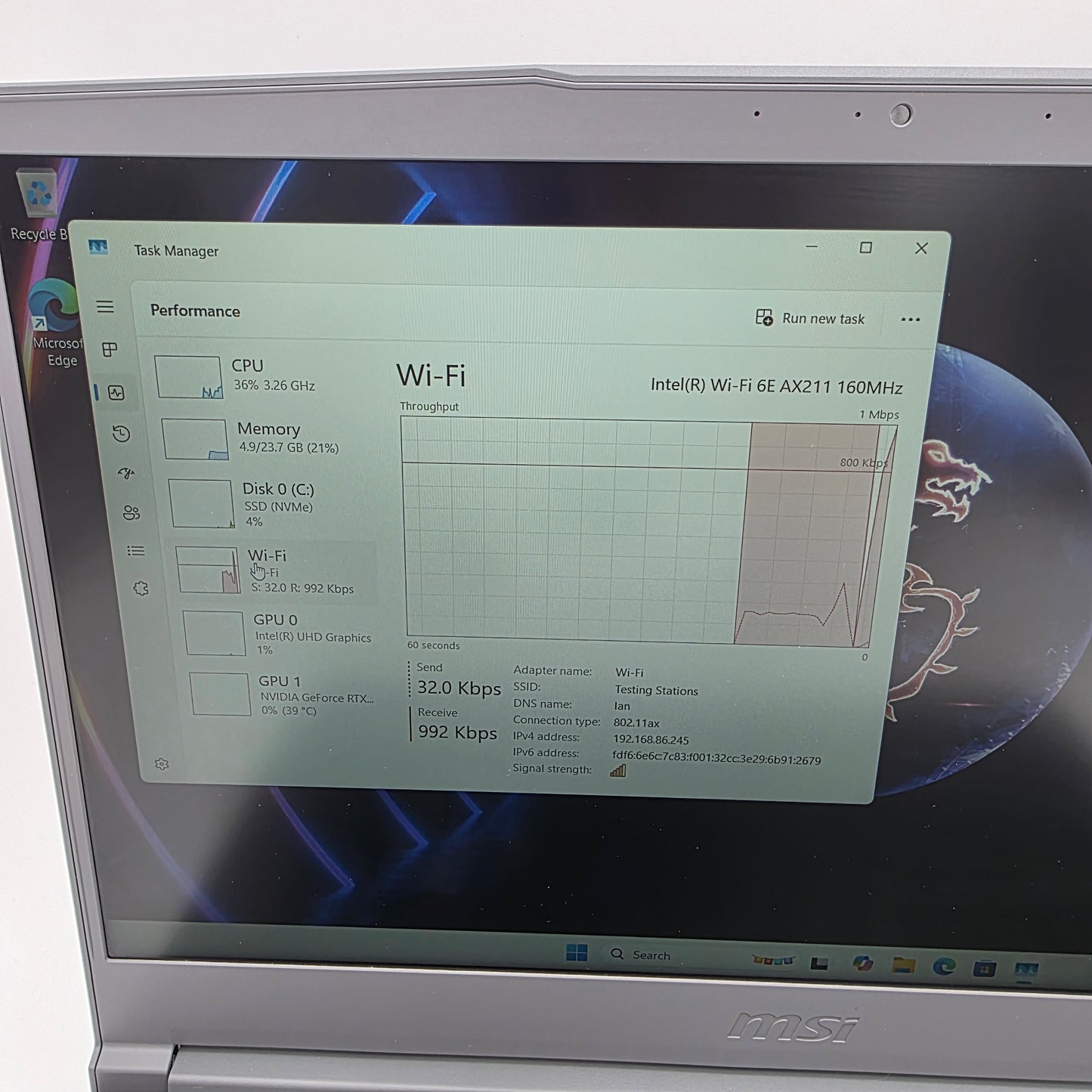 MSI Thin 15 B13VE 15.6" i5-13420H 2.1GHz 24GB RAM 512GB SSD GeForce RTX 4050