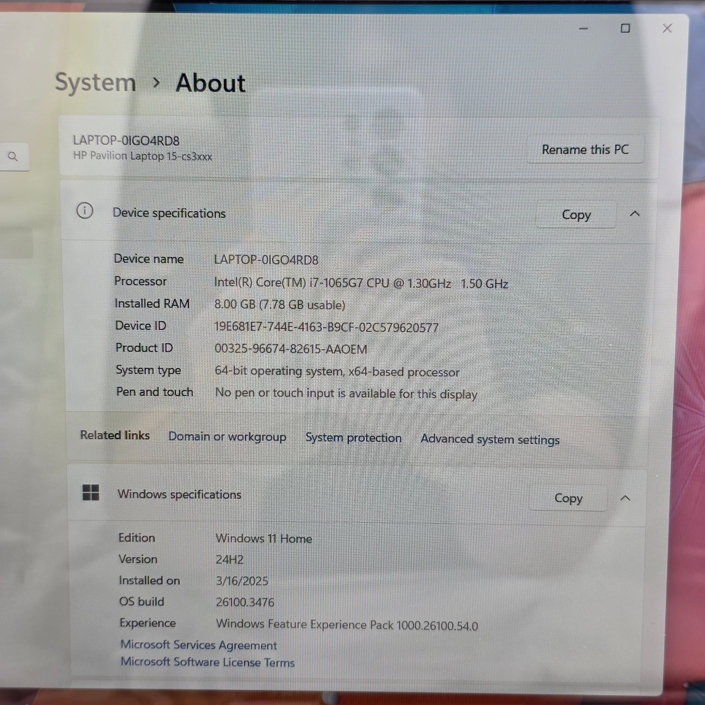 Broken HP Pavilion 15-CS3075WM 15.6" i7-1065G7 1.3GHz 8GB RAM 512GB SSD