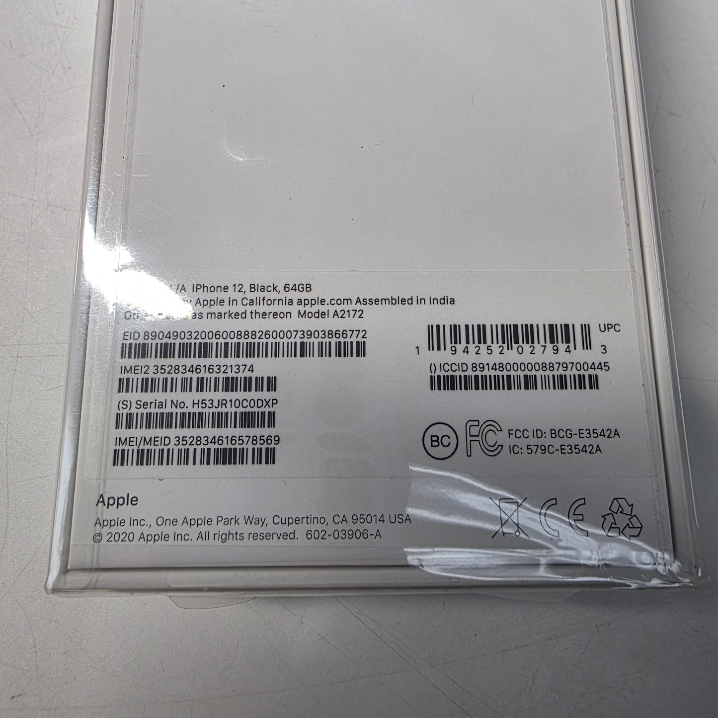 New Unlocked Apple iPhone 12 64GB Black MGF43LL/A