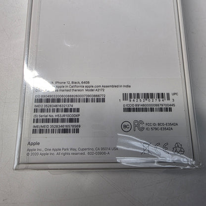 New Unlocked Apple iPhone 12 64GB Black MGF43LL/A