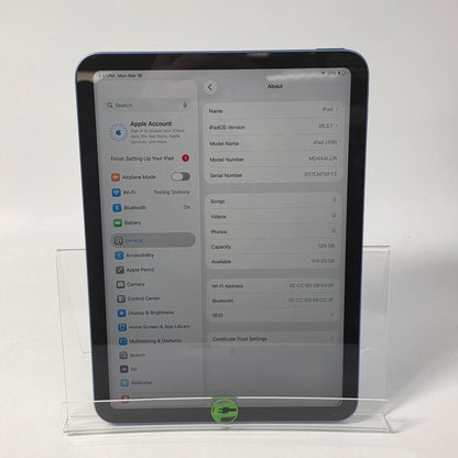 WiFi Only Apple iPad 11" (A16) 128GB Blue MD4A4LL/A