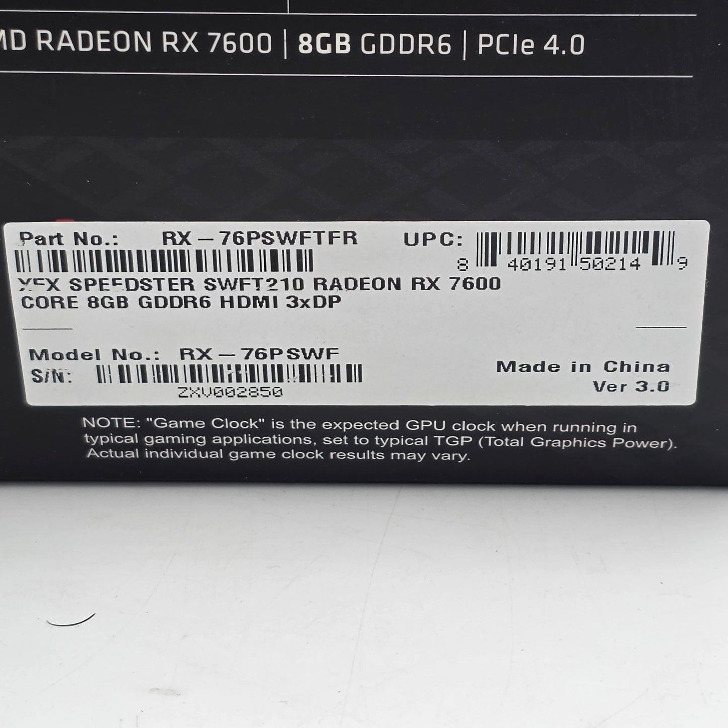 New XFX Radeon RX 7600 8GB GDDR6 Graphics Card RX-76PSWFTFR SPEEDSTER SWIFT 210