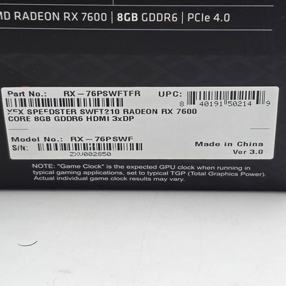 New XFX Radeon RX 7600 8GB GDDR6 Graphics Card RX-76PSWFTFR SPEEDSTER SWIFT 210