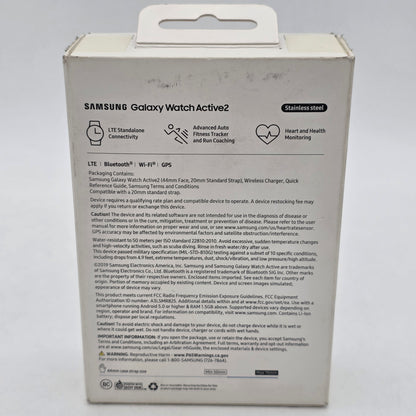 Unlocked Samsung Galaxy Watch Active2 Stainless Steel Smartwatch SM-R825U