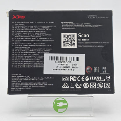 New ADATA 2280mm SX8200 Pro 1TB M.2 NVMe Gen 3.0 x 4 SSD ASX8200PNP-1TT-C