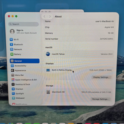2025 Apple MacBook Air 13.6" M4 10C GPU 4.5GHz 16GB RAM 256GB SSD MW0W3LL/A