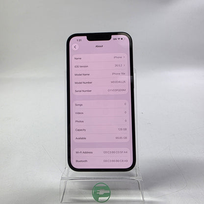 Factory Unlocked Apple iPhone 16e 128GB Black MD0D4LL/A