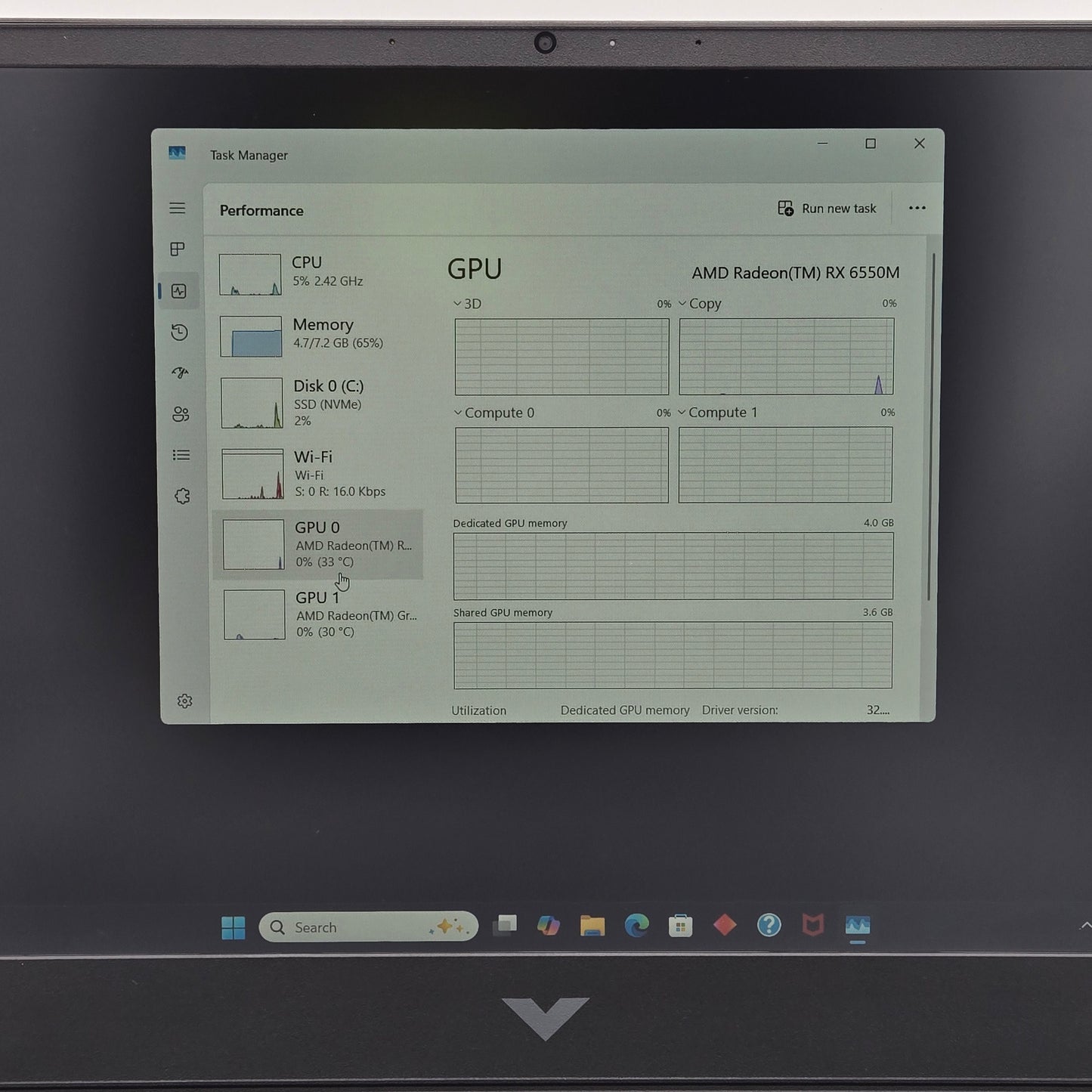 HP Victus 15-B2063DX 15" Ryzen 7535HS 3.3GHz 8GB RAM 512GB SSD Radeon RX 6550M