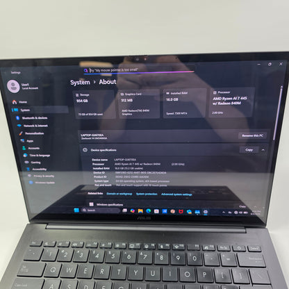 Asus Zenbook 14 UM3406G 14" ryzen AI 7 445  2.0GHz 16GB RAM 1TB SSD