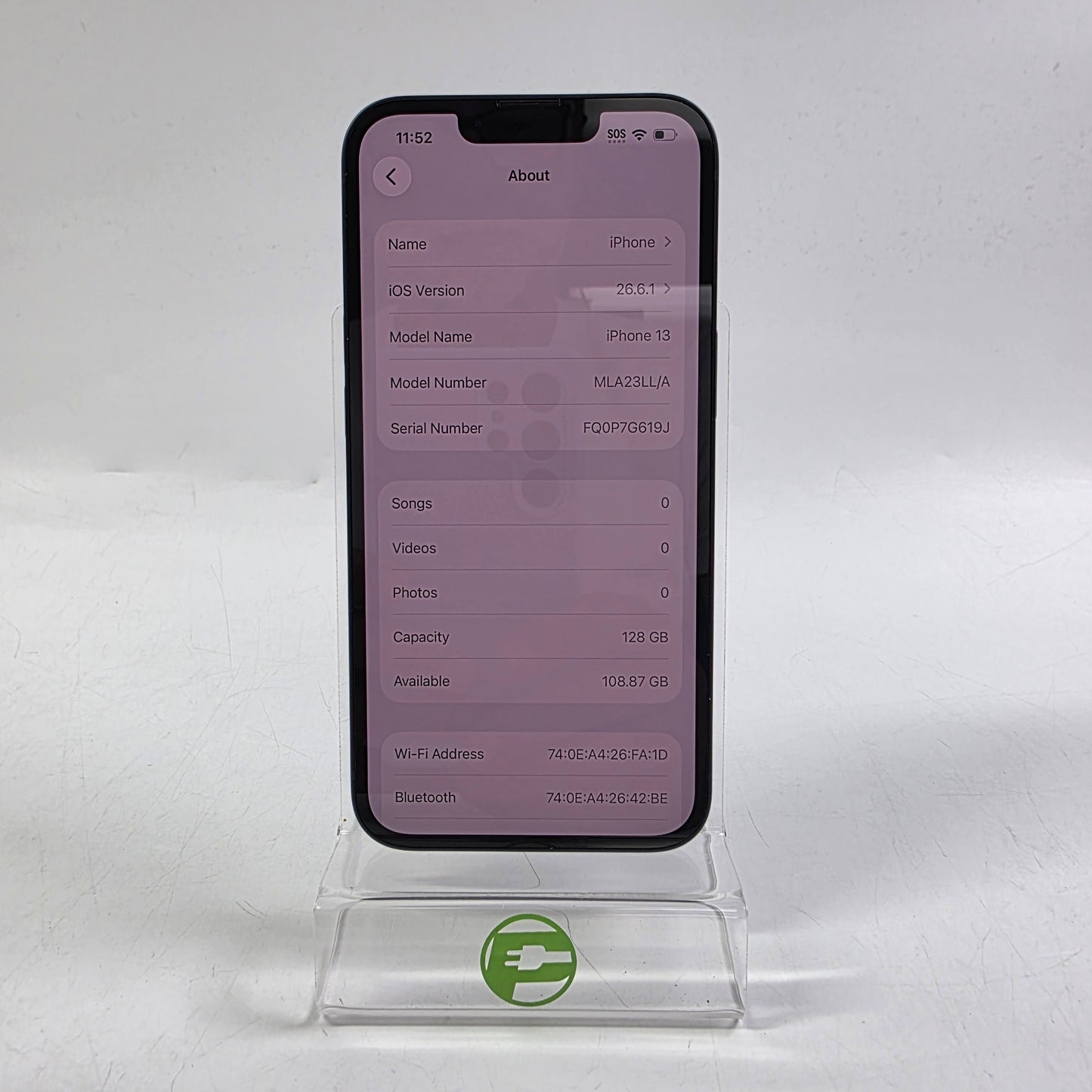 Factory Unlocked Apple iPhone 13 128GB Midnight MLA23LL/A