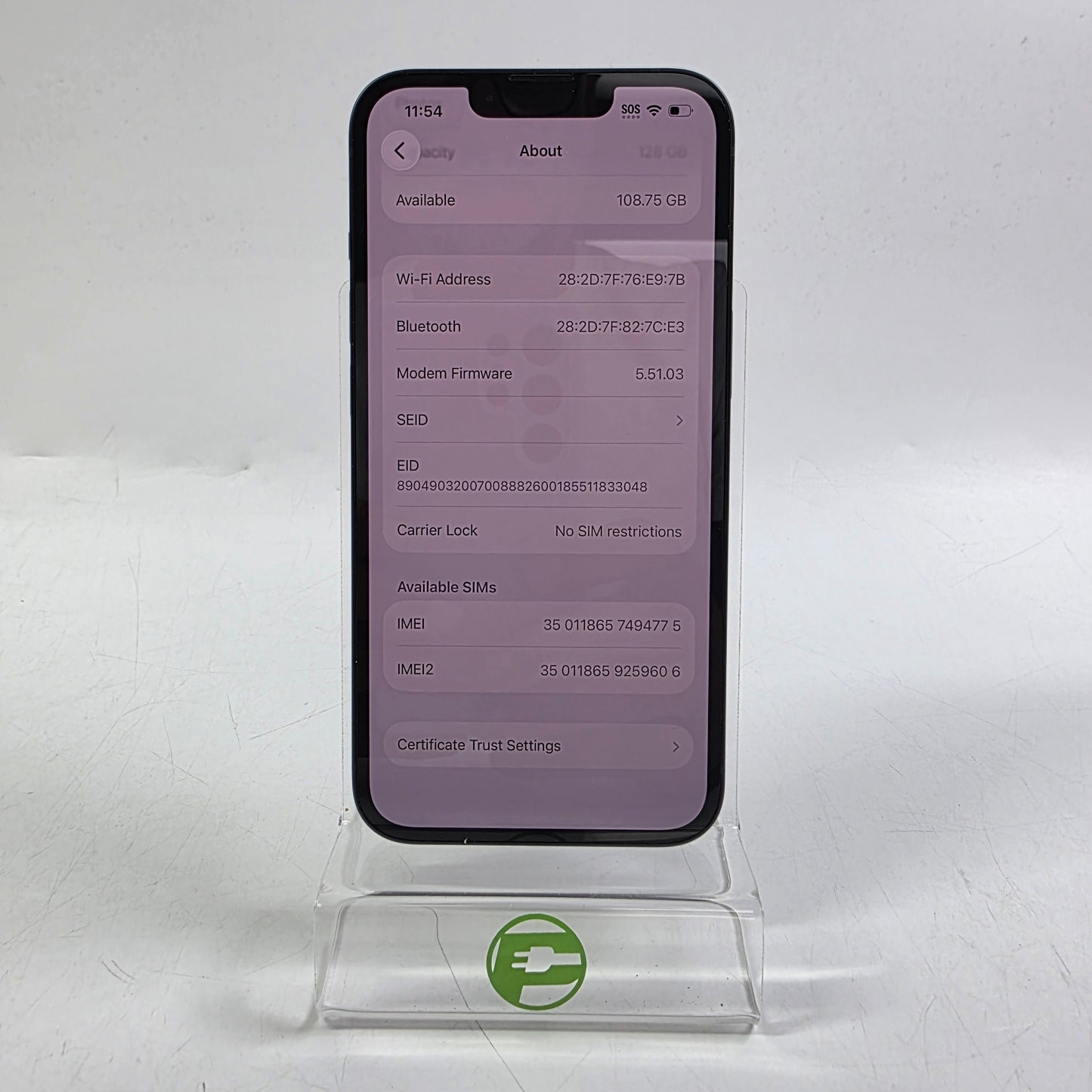 Factory Unlocked Apple iPhone 13 128GB Midnight MLA23LL/A