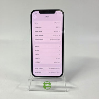 Factory Unlocked Apple iPhone 12 64GB Midnight MGFL3LL/A